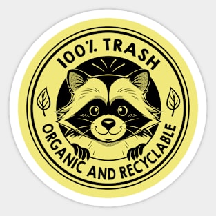 Raccoon 100% Trash Organic and Recyclable by Tobe Fonseca Sticker